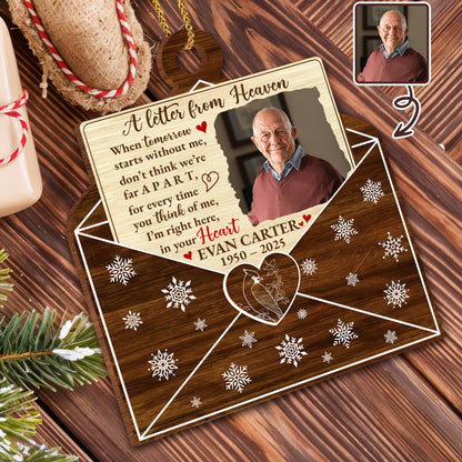 A Letter From Heaven, Memorial Custom Wood Ornament