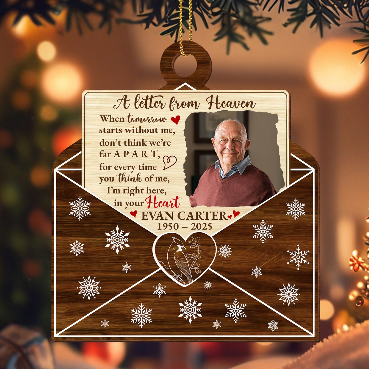 A Letter From Heaven, Memorial Custom Wood Ornament
