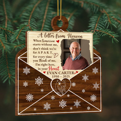 A Letter From Heaven, Memorial Custom Wood Ornament