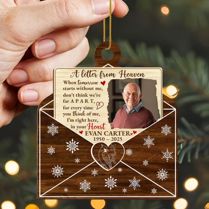 A Letter From Heaven, Memorial Custom Wood Ornament