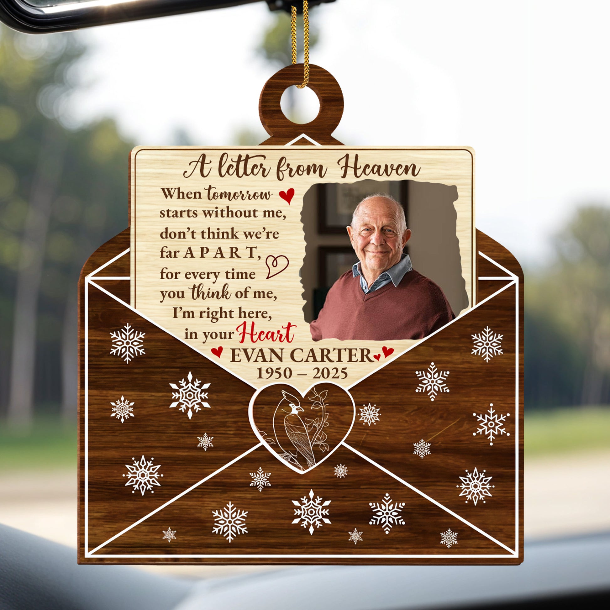 A Letter From Heaven, Memorial Custom Wood Ornament