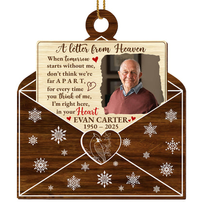 A Letter From Heaven, Memorial Custom Wood Ornament