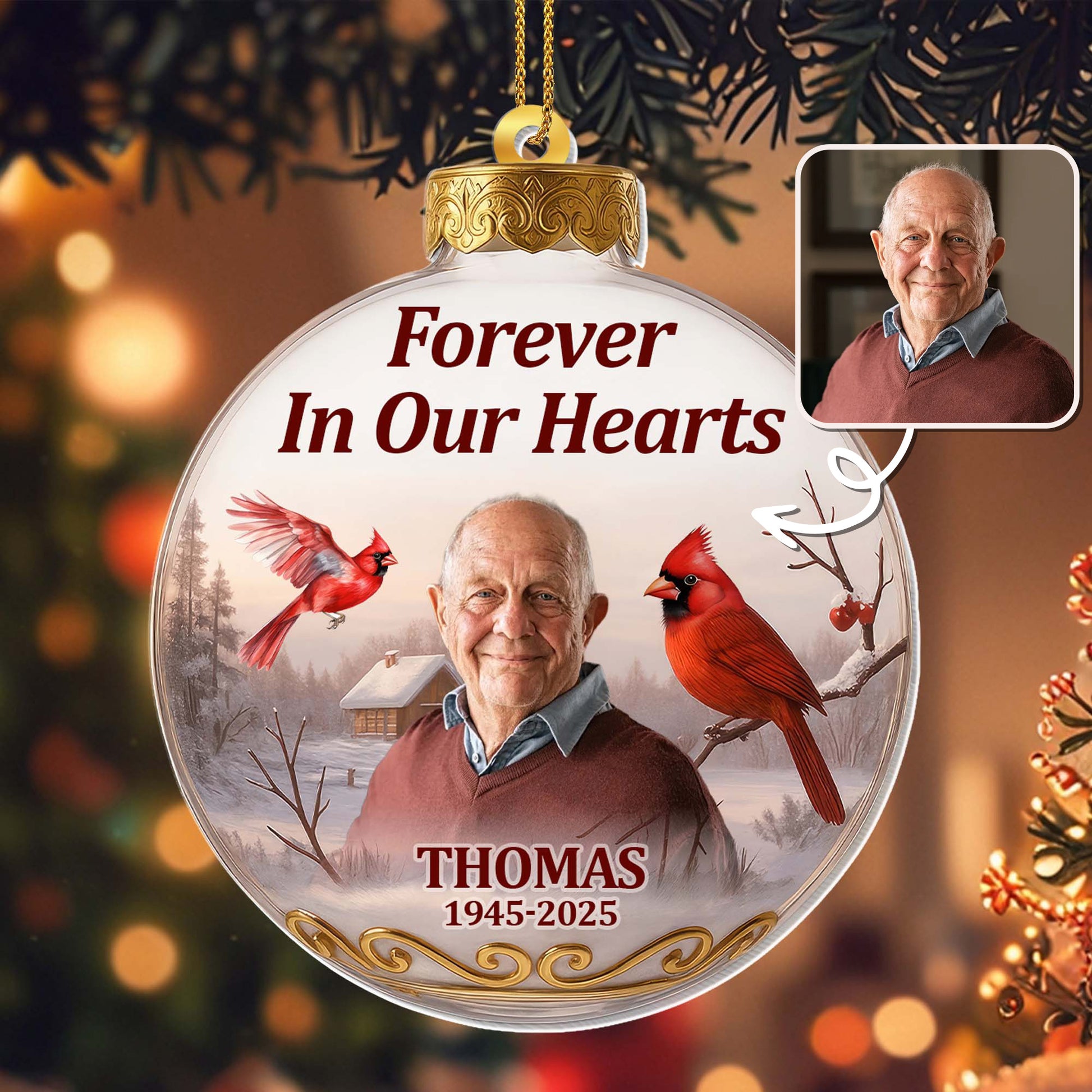 Forever In Our Hearts With Cardinals And Winter Scene