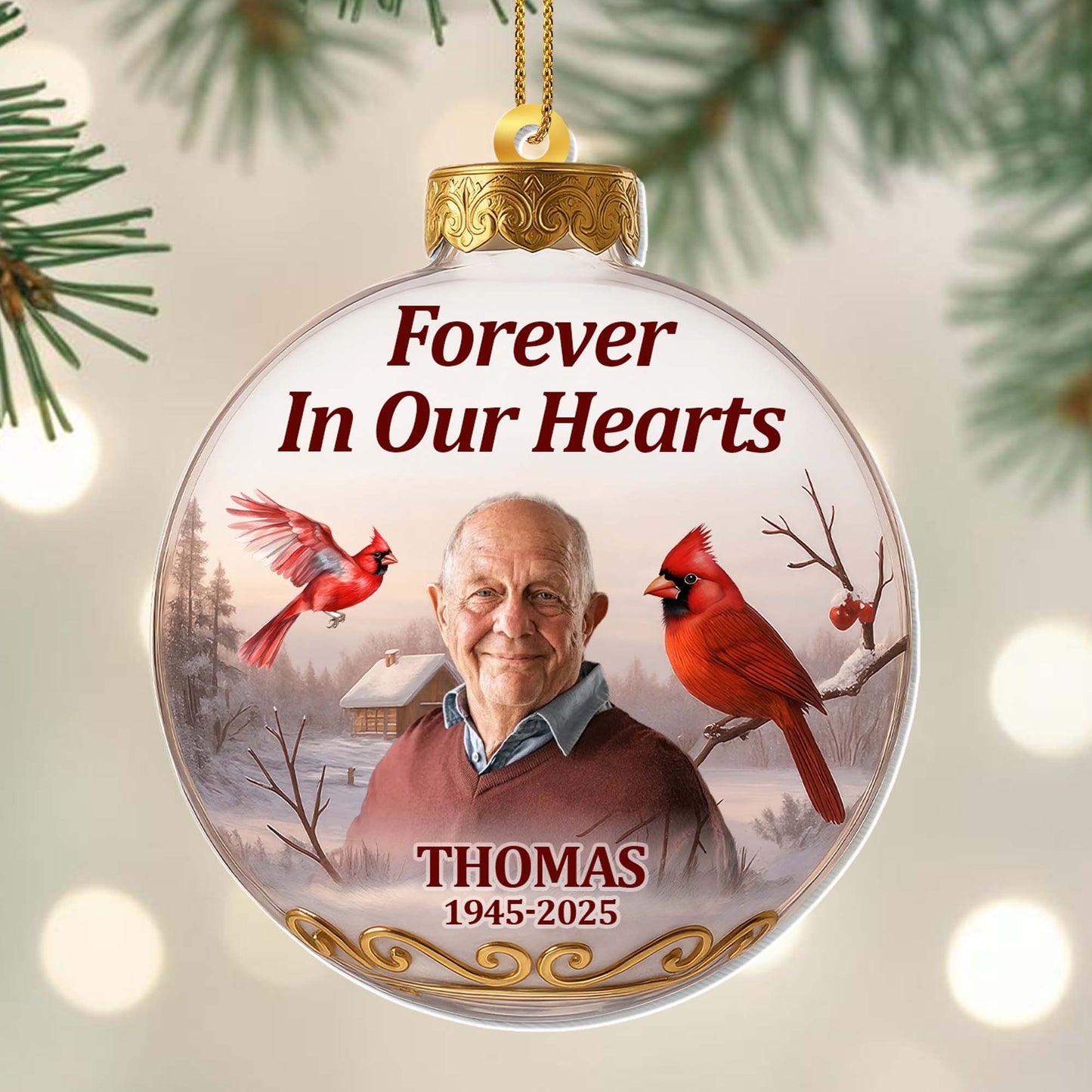 Forever In Our Hearts With Cardinals And Winter Scene