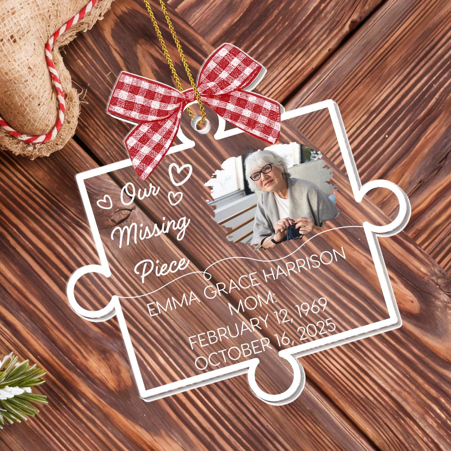 Our Missing Piece With Ribbon And Photo Design