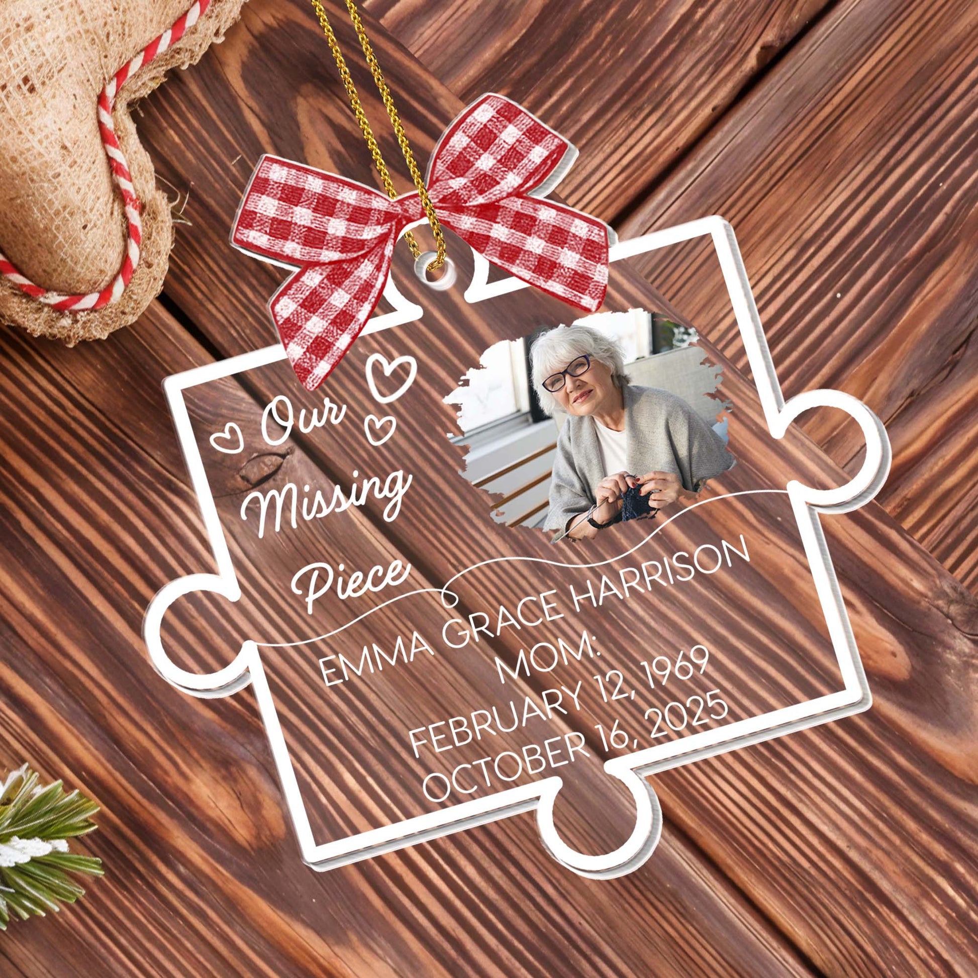 Our Missing Piece With Ribbon And Photo Design