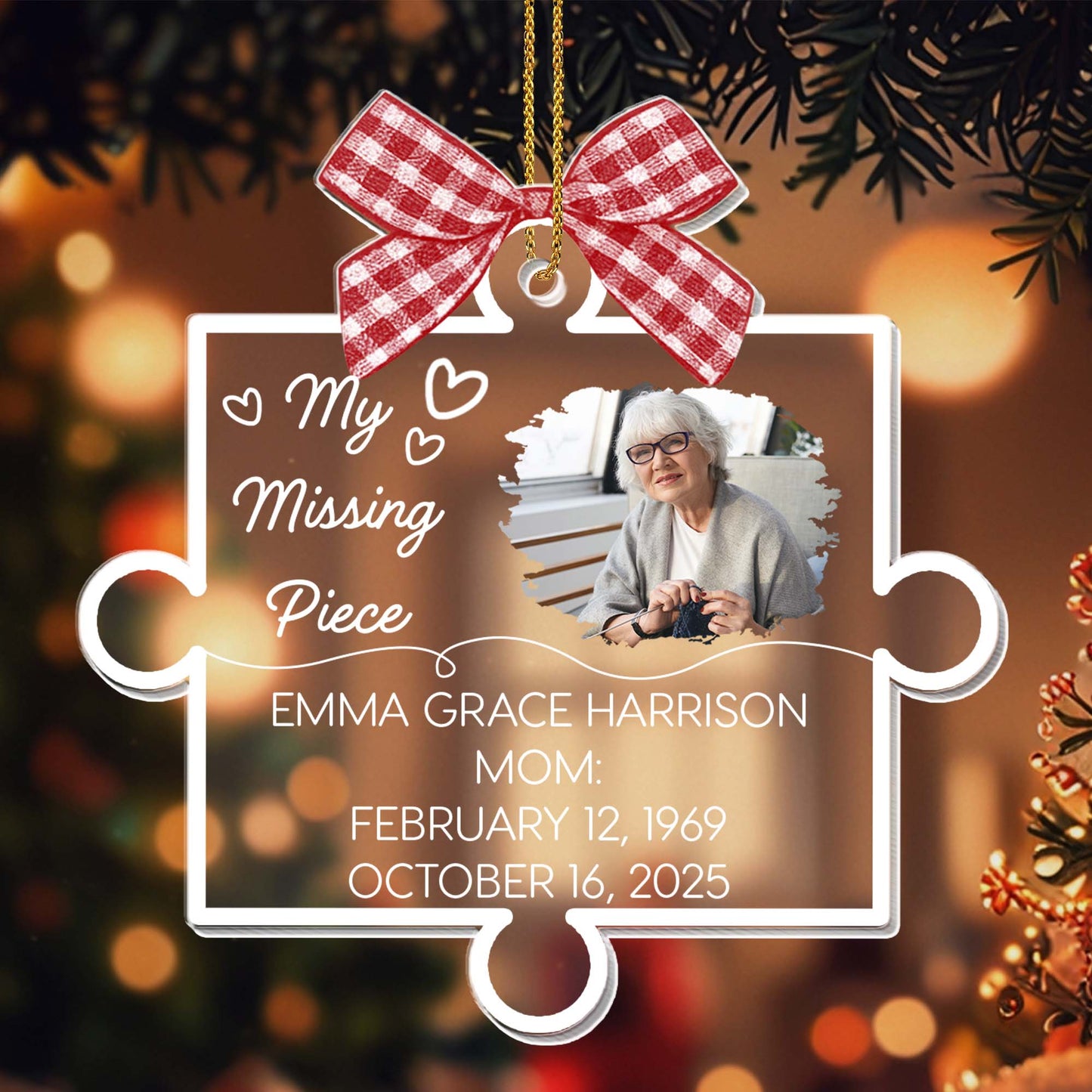 Our Missing Piece With Ribbon And Photo Design