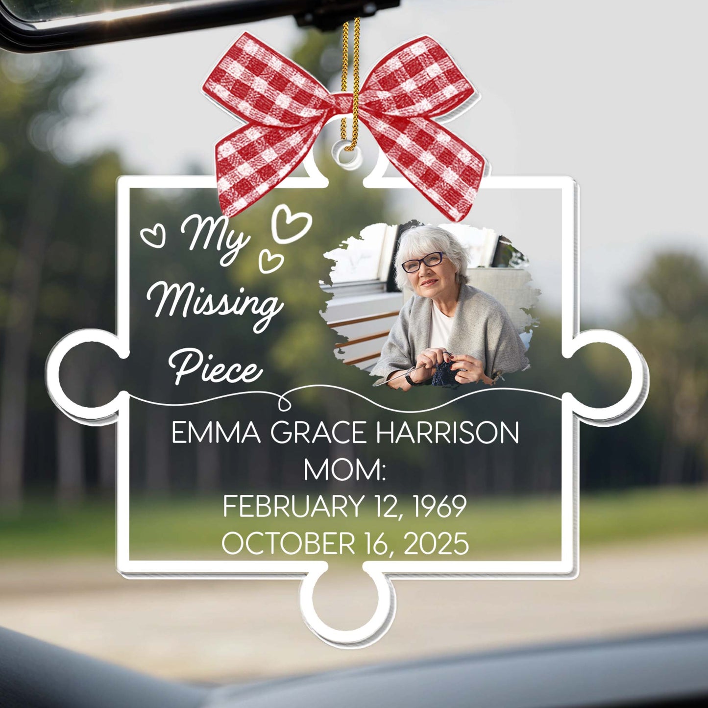 Our Missing Piece With Ribbon And Photo Design