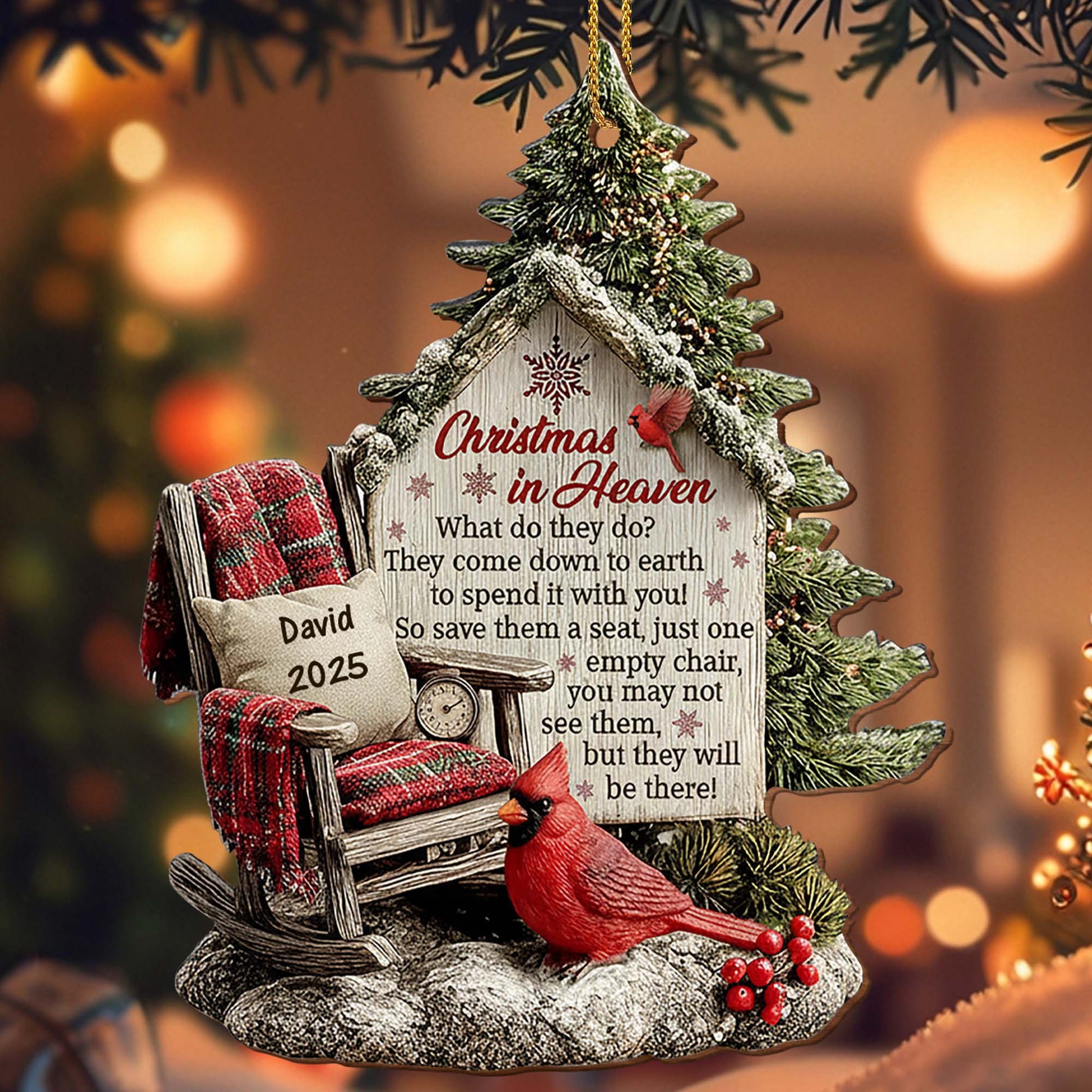 Christmas In Heaven, Chair And Cardinal Decoration
