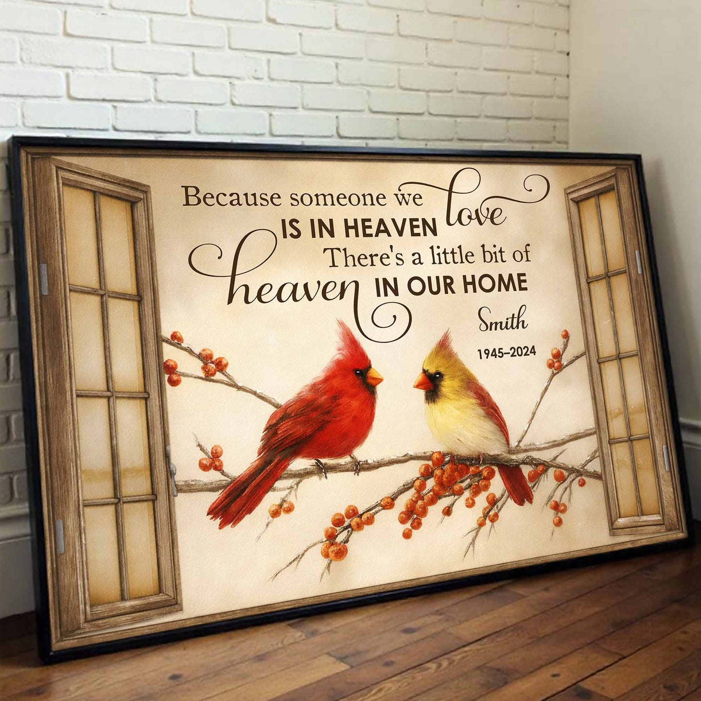 Because Someone We Love Is In Heaven, Birds On Branch Poster - Personalized Custom Horizontal Poster - HME464_HPOS