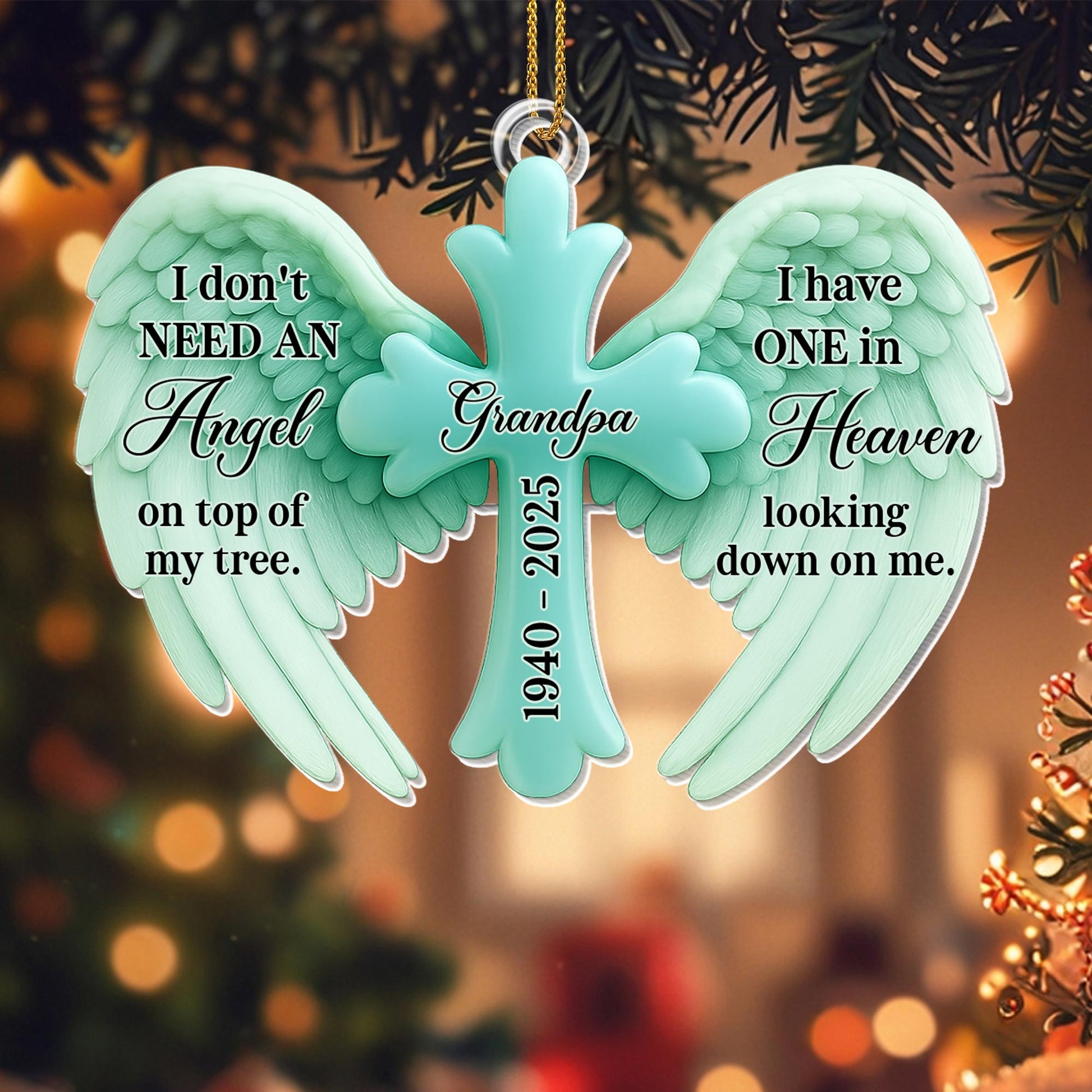I Don't Need An Angel On Top Of My Tree, Angel Wings And Cross