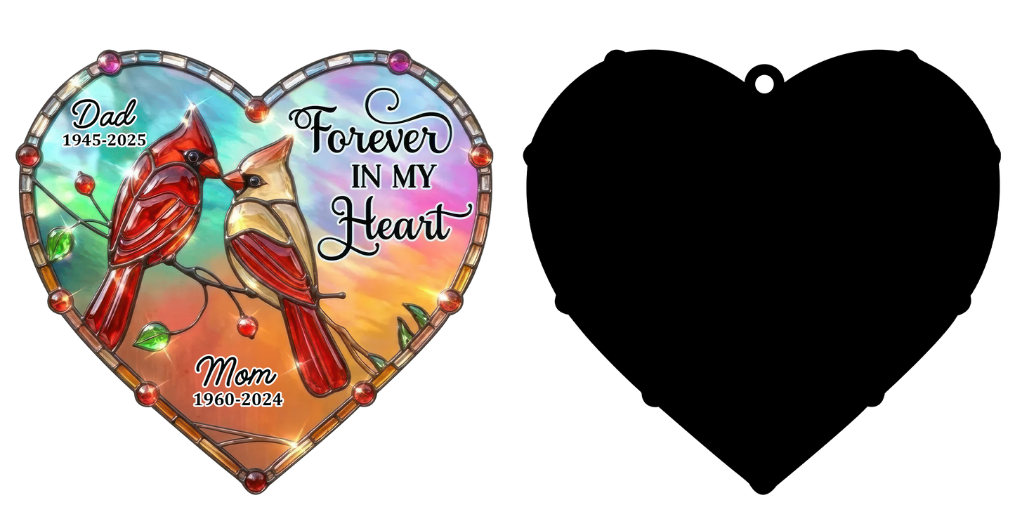 Forever In My Heart Cardinal Heart Ornament