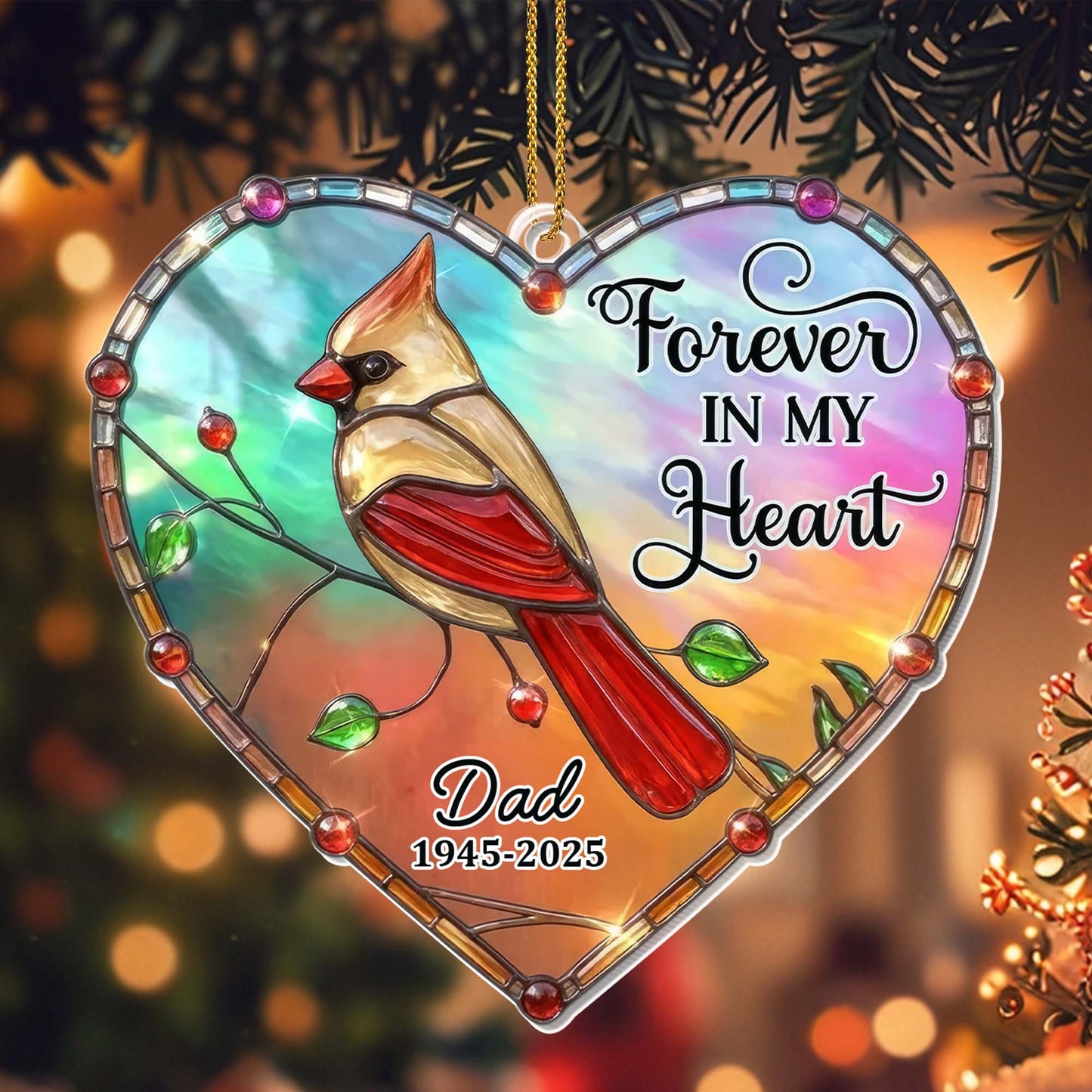 Forever In My Heart Cardinal Heart Ornament