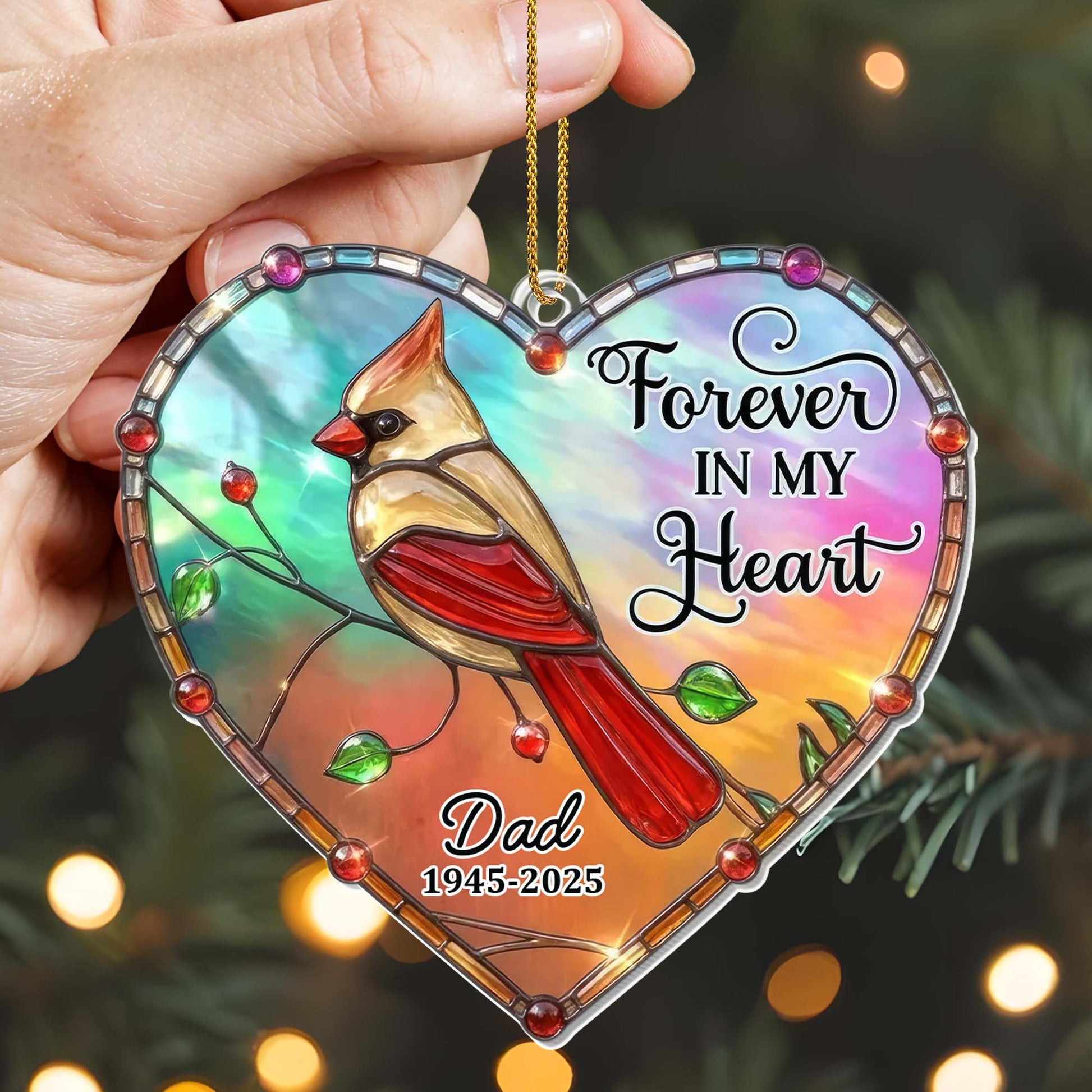 Forever In My Heart Cardinal Heart Ornament