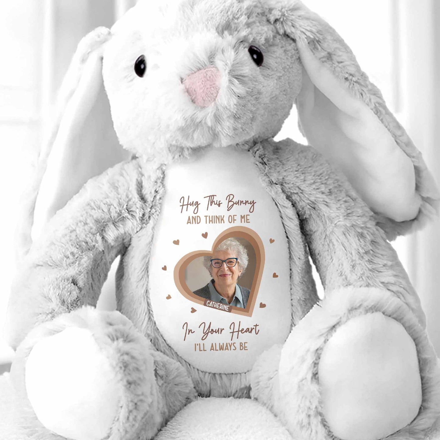 Hug This Bunny And Think Of Me, Heart And Bunny Design