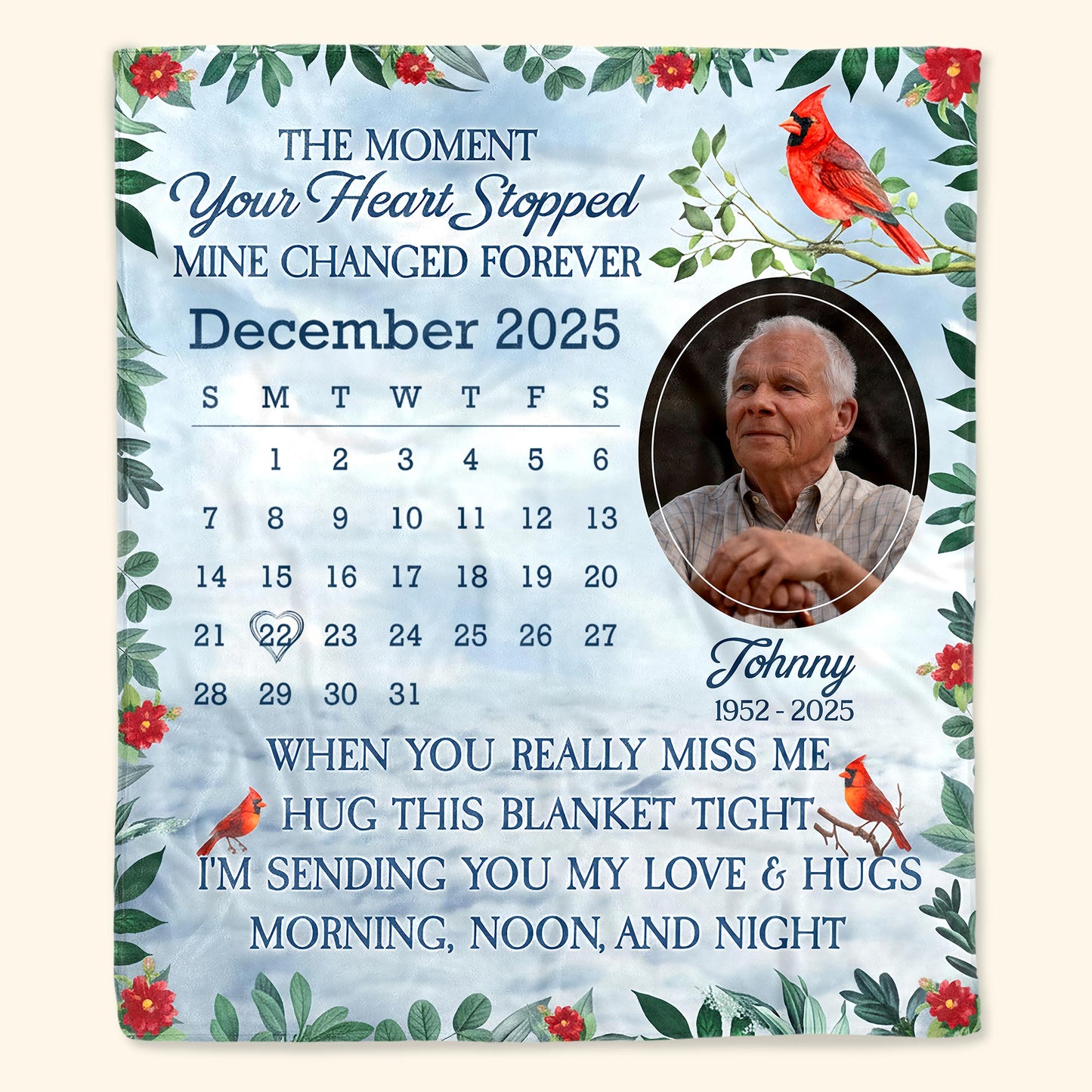 The Moment Your Heart Stopped, Calendar & Cardinal Bird Design