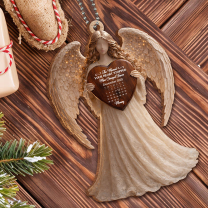 The Moment Your Heart Stopped, Angel Ornament With Calendar