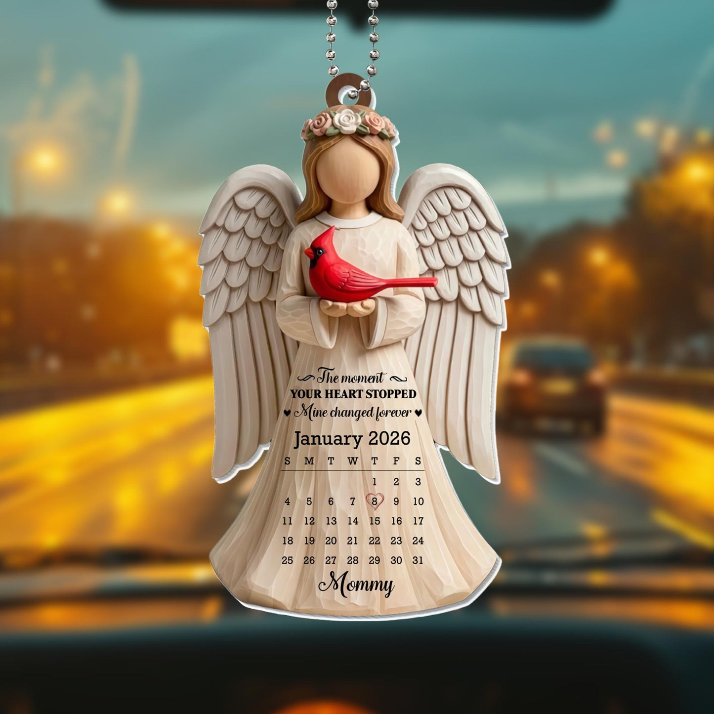The Moment Your Heart Stopped, Angel And Cardinal Bird Ornament - Personalized Custom Acrylic Ornament, Car Hanging Ornament - HME488_ACA