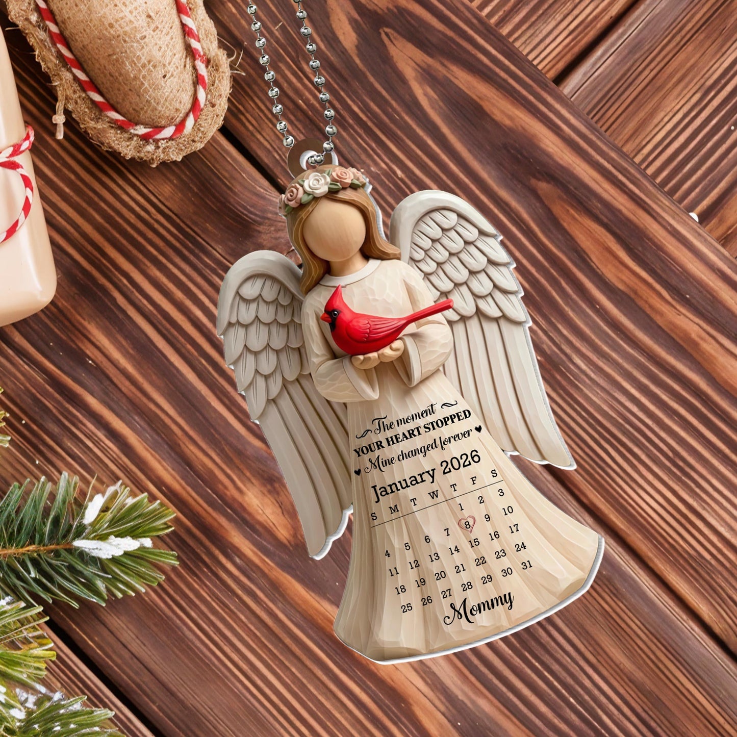 The Moment Your Heart Stopped, Angel And Cardinal Bird Ornament - Personalized Custom Acrylic Ornament, Car Hanging Ornament - HME488_ACA