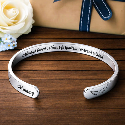 Always Loved, Angel Wings Memorial Bracelet - Personalized Custom Bracelet Cuff - HME491_BCUF