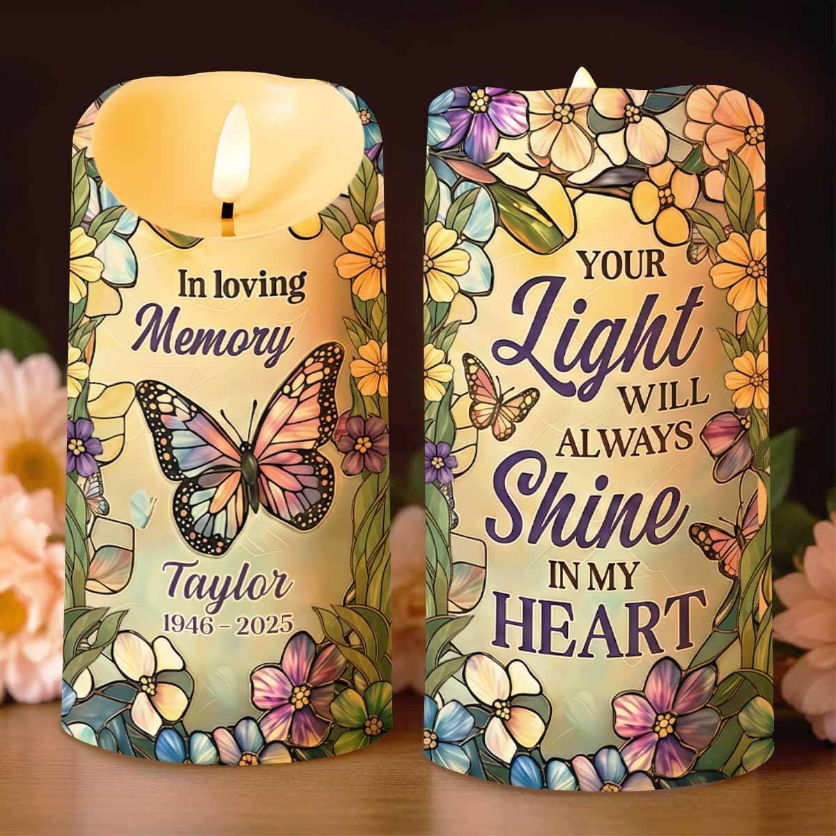 In Loving Memory Your Light Will Always Shine In My Heart Butterfly Flower