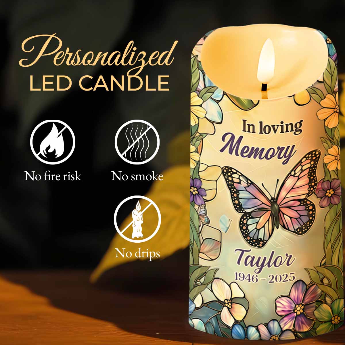 In Loving Memory Your Light Will Always Shine In My Heart Butterfly Flower