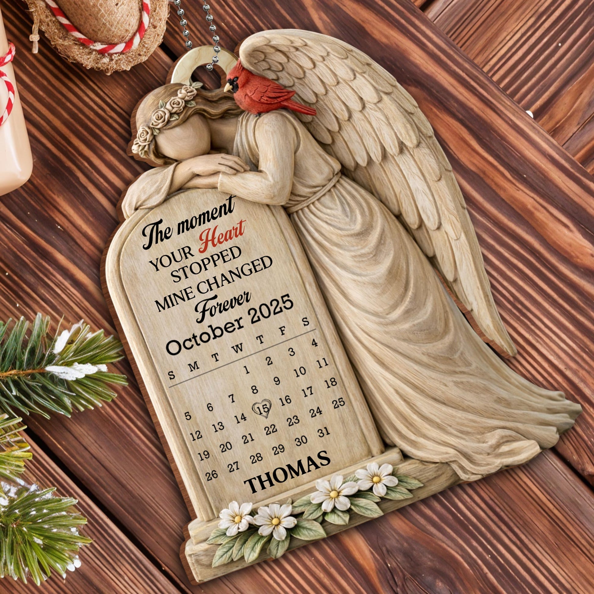 The Moment Your Heart Stopped, Angel And Cardinal Memorial Ornament
