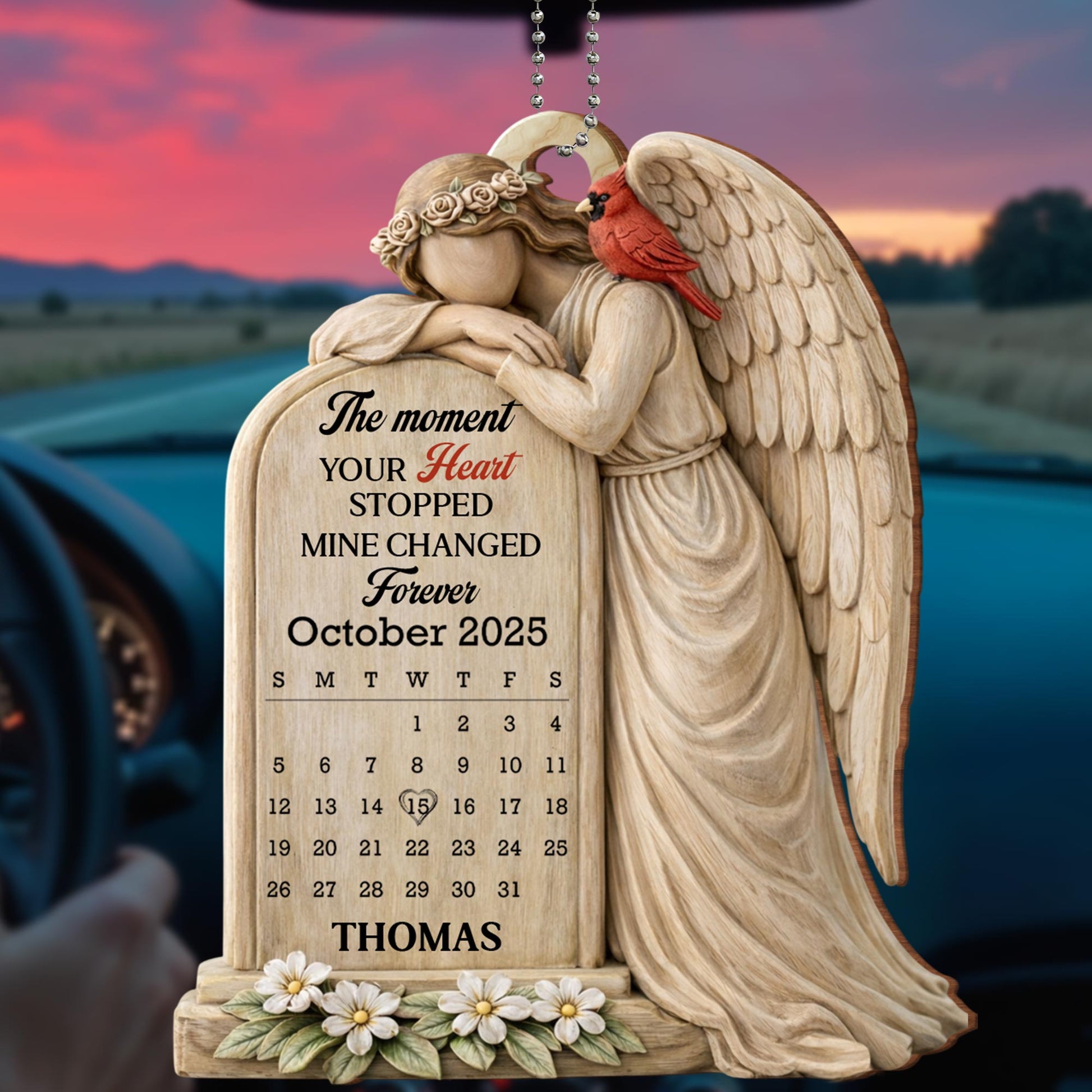 The Moment Your Heart Stopped, Angel And Cardinal Memorial Ornament