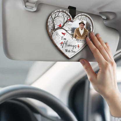 I'm Always With You, Cardinal Birds, Winter Trees - Personalized Custom Shaped Car Visor Clip - HME496_VIS