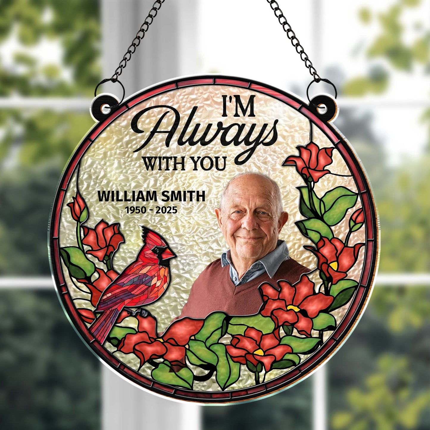 I'm Always With You Memorial Cardinal and Red Flowers