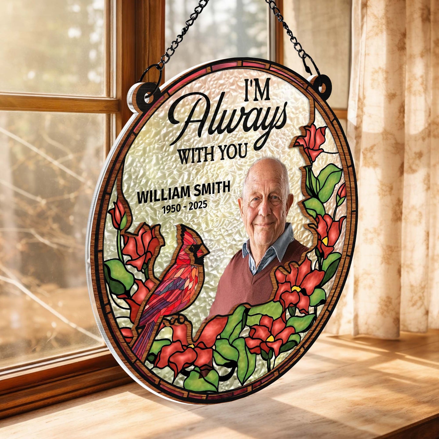 I'm Always With You Memorial Cardinal and Red Flowers