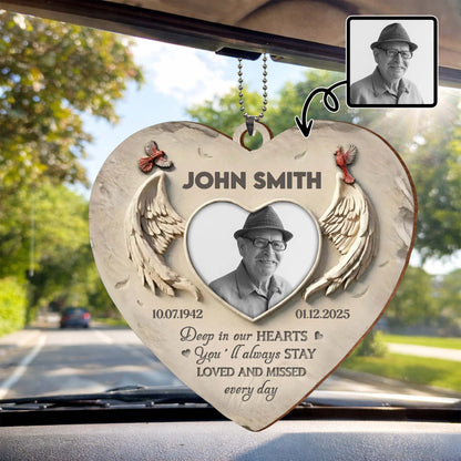 Deep in Our Hearts, Loved And Missed, Wings Heart Photo Frame