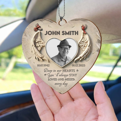 Deep in Our Hearts, Loved And Missed, Wings Heart Photo Frame