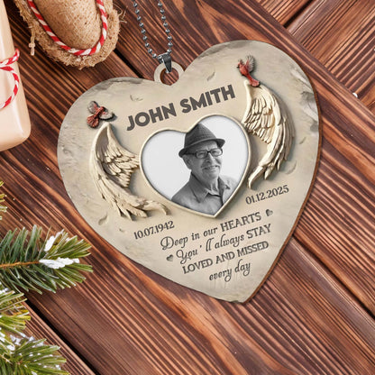 Deep in Our Hearts, Loved And Missed, Wings Heart Photo Frame