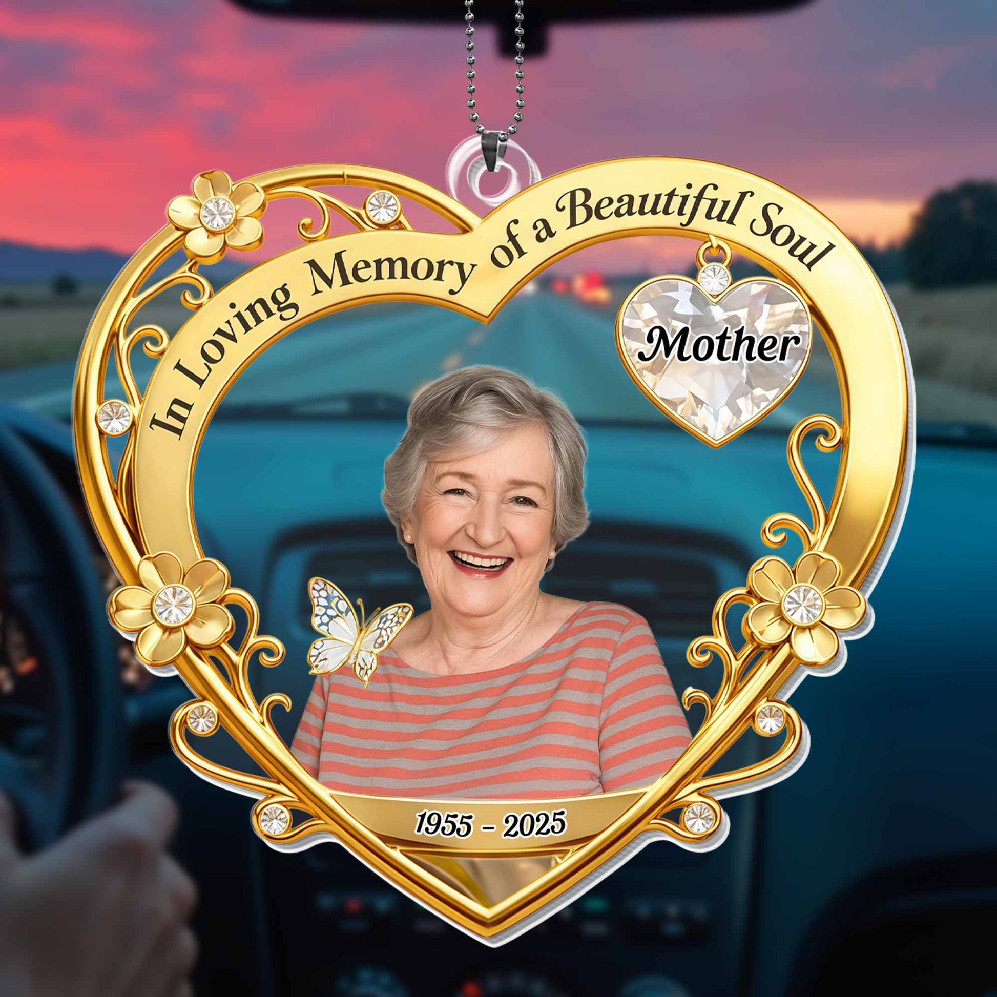 In Loving Memory of a Beautiful Soul, Heart With Flowers and Butterfly