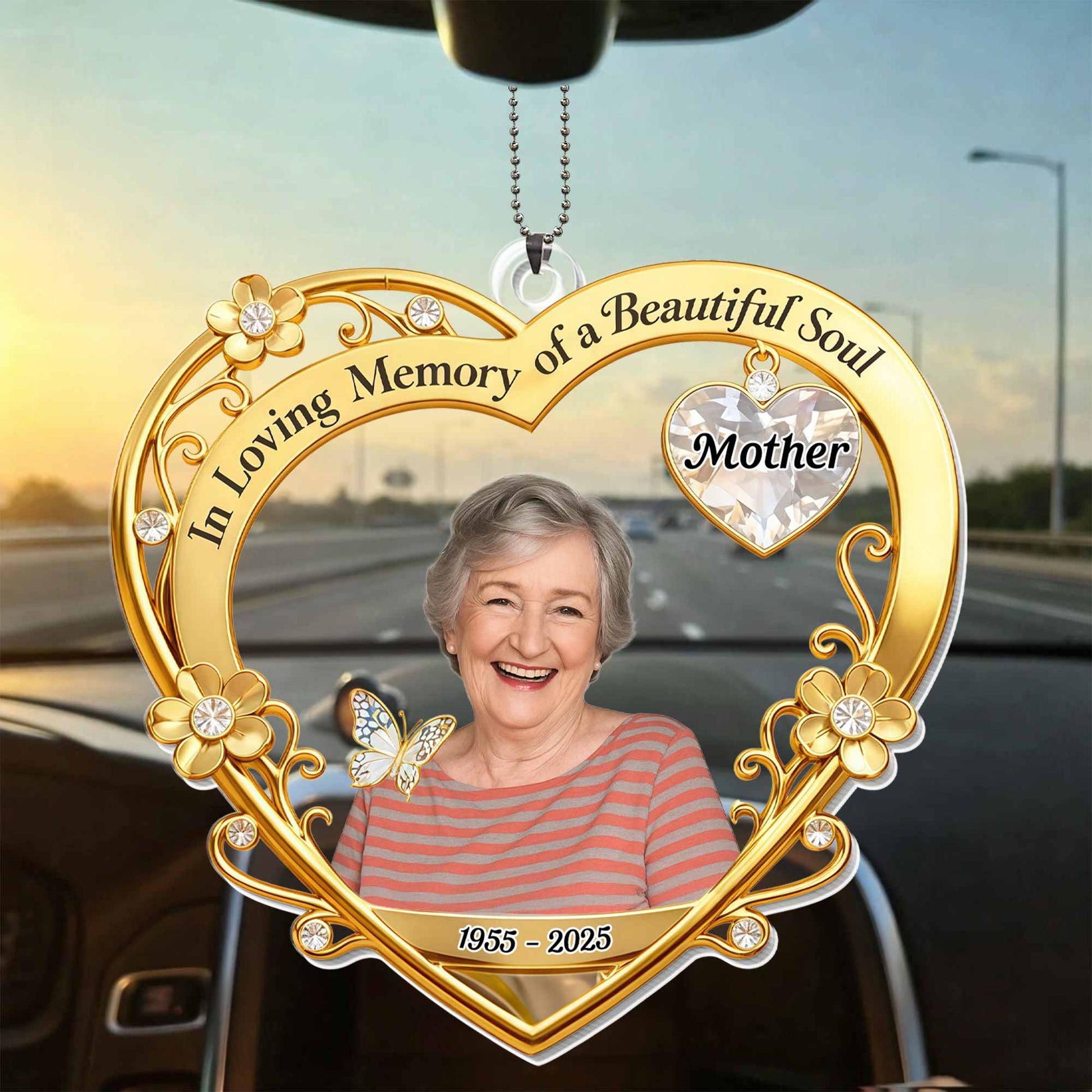 In Loving Memory of a Beautiful Soul, Heart With Flowers and Butterfly