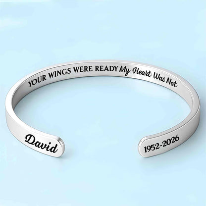 Your Wings Were Ready My Heart Was Not Hummingbird Memorial - Personalized Custom Bracelet Cuff - HME543_BCUF