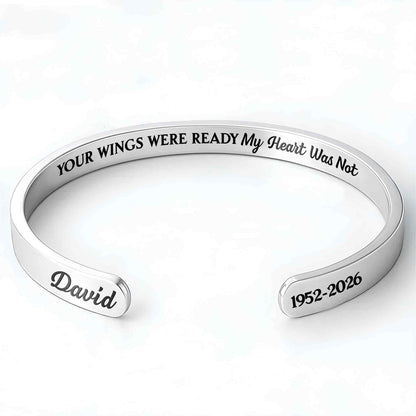 Your Wings Were Ready My Heart Was Not Hummingbird Memorial - Personalized Custom Bracelet Cuff - HME543_BCUF