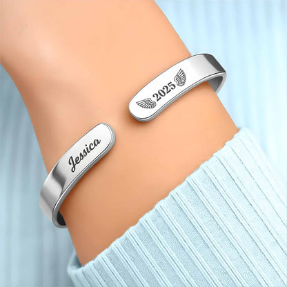 I Have A Guardian Angel In Heaven I Call Her Mom Angel Wings - Personalized Custom Bracelet Cuff - HME557_BCUF