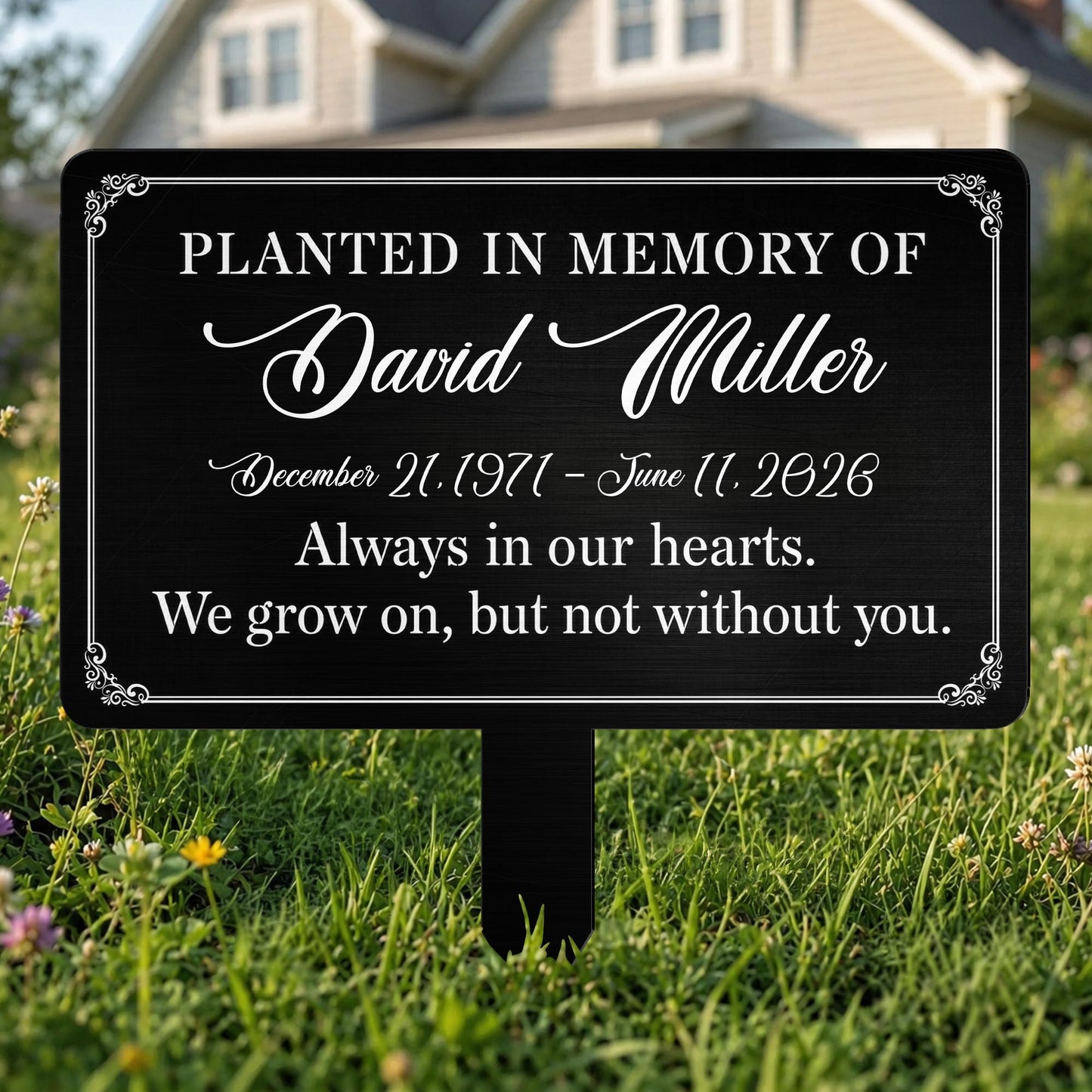 Planted In Memory Of Always In Our Hearts Garden Plaque - Personalized Metal Garden Stake - HME648_MEGSTA