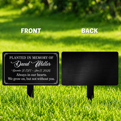 Planted In Memory Of Always In Our Hearts Garden Plaque - Personalized Metal Garden Stake - HME648_MEGSTA