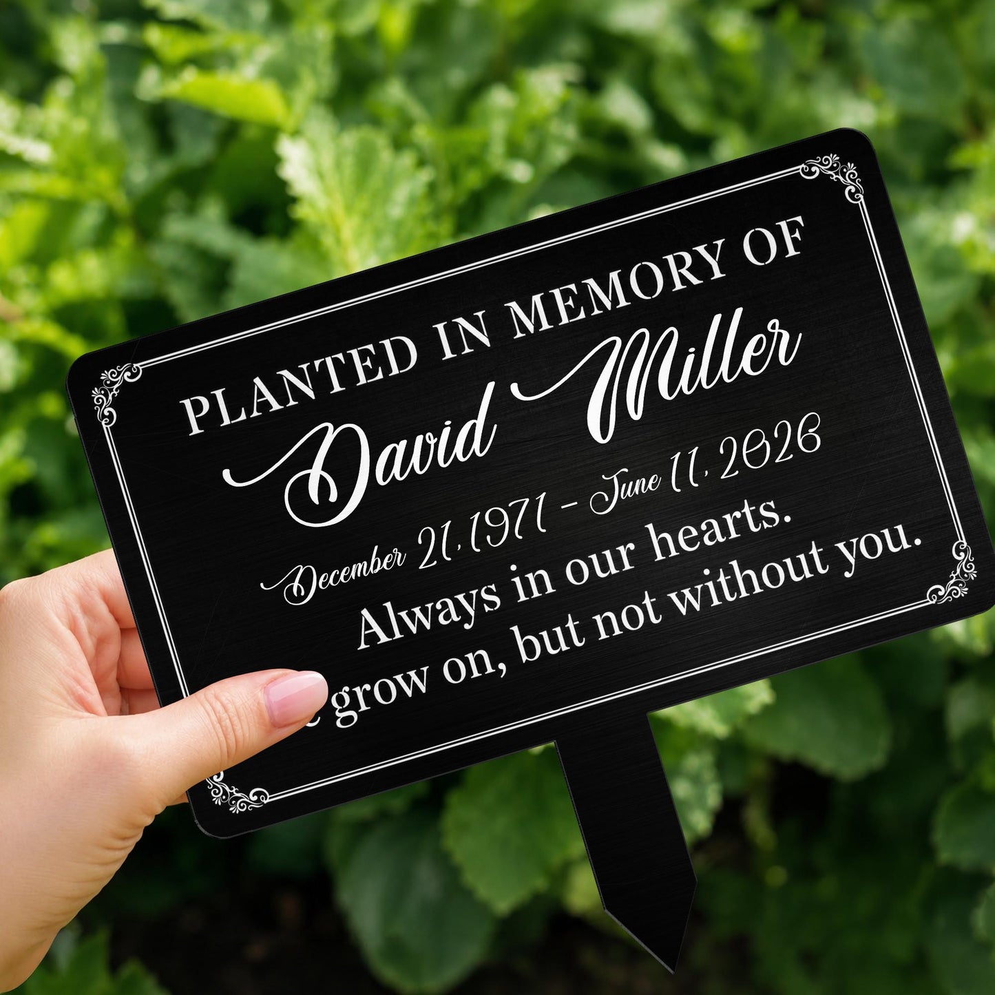 Planted In Memory Of Always In Our Hearts Garden Plaque - Personalized Metal Garden Stake - HME648_MEGSTA