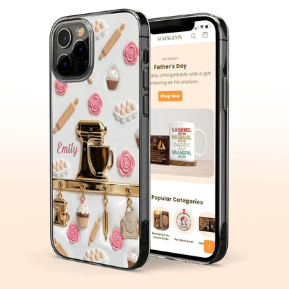 Baking Love With Kitchen Mixer And Cupcakes Design