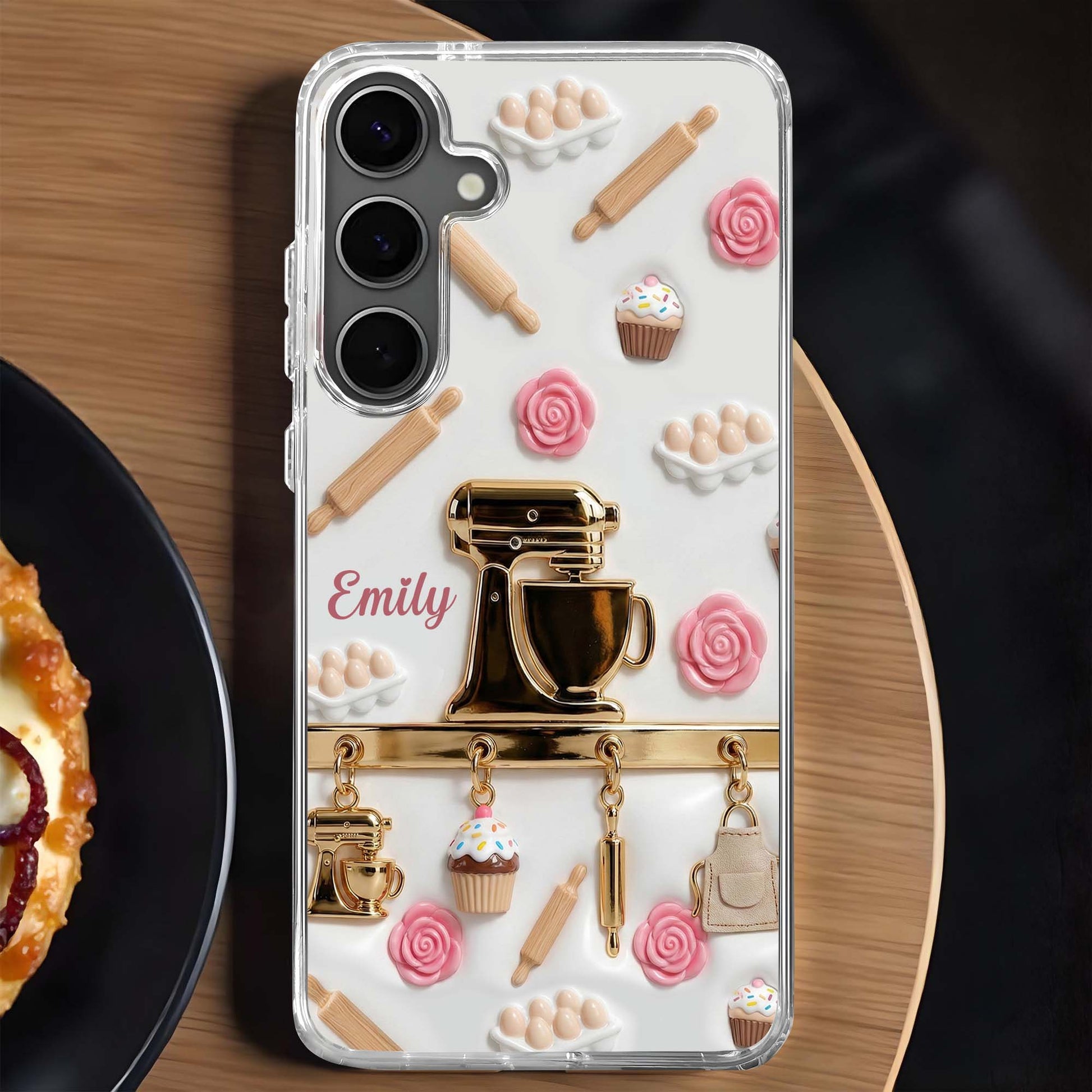 Baking Love With Kitchen Mixer And Cupcakes Design