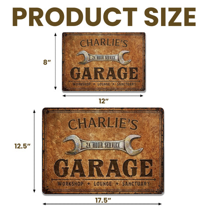 24 Hour Service Garage Lounge and Sanctuary - Personalized Metal Sign - HOB004_MSIGN