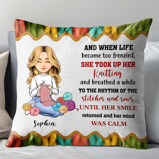 Took Up Her Knitting, Yarn Balls Pillow