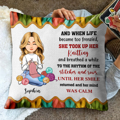 Took Up Her Knitting, Yarn Balls Pillow