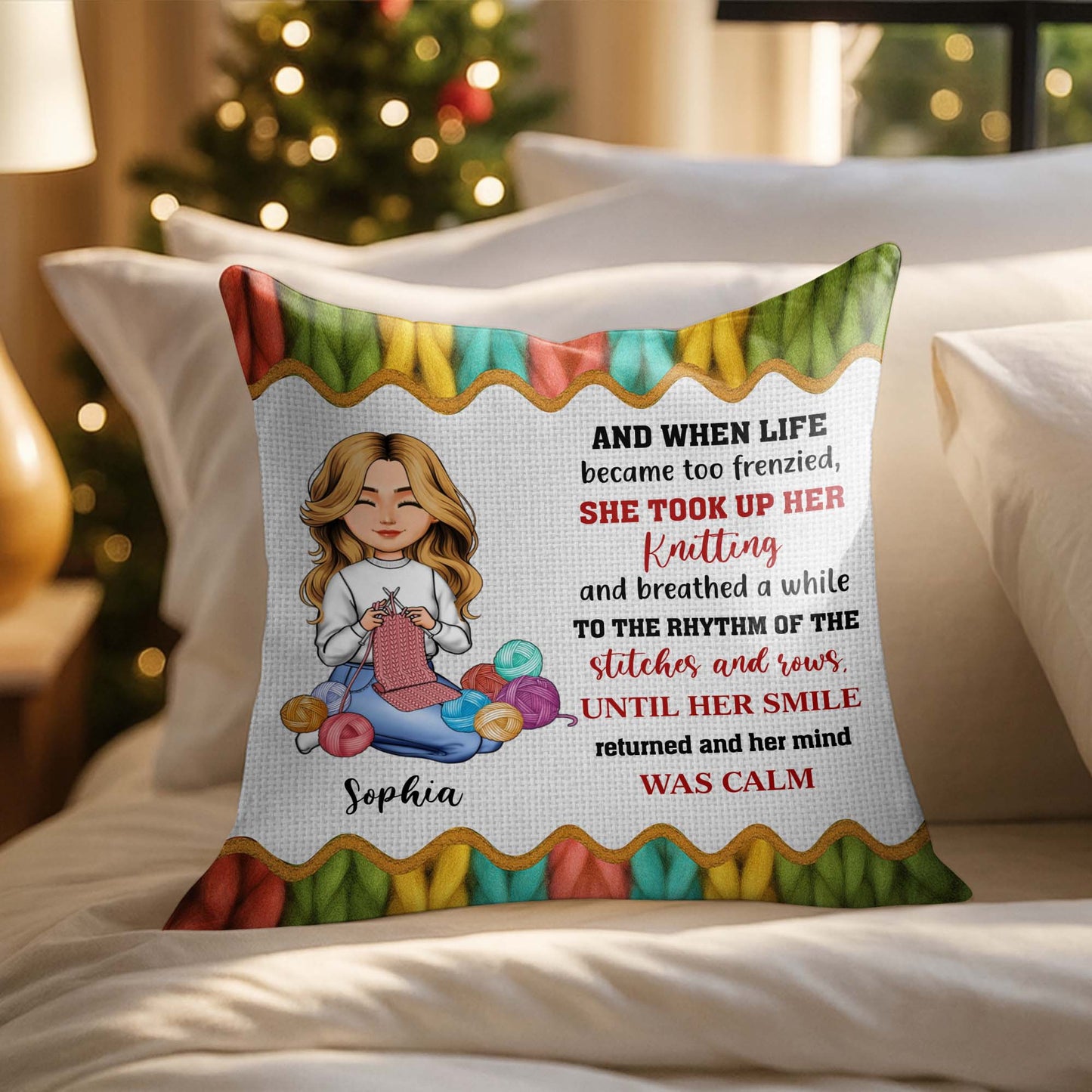 Took Up Her Knitting, Yarn Balls Pillow