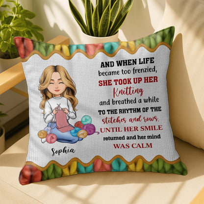 Took Up Her Knitting, Yarn Balls Pillow