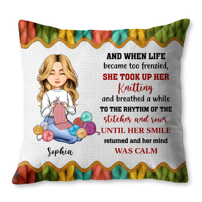 Took Up Her Knitting, Yarn Balls Pillow